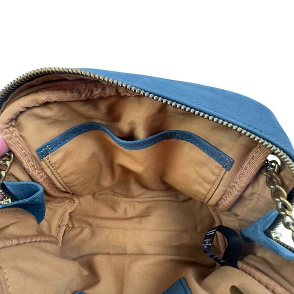Nat + Nin Blue Rio Classic Quilted Matte Leather Crossbody Bag with Chain Strap - Picture 10 of 11